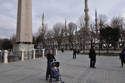 Erynn and Greta in front of the Blue Mosque